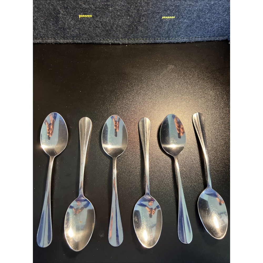 Lot of 6 INTERNATIONAL STAINLESS CHINA Soup/Table Spoons